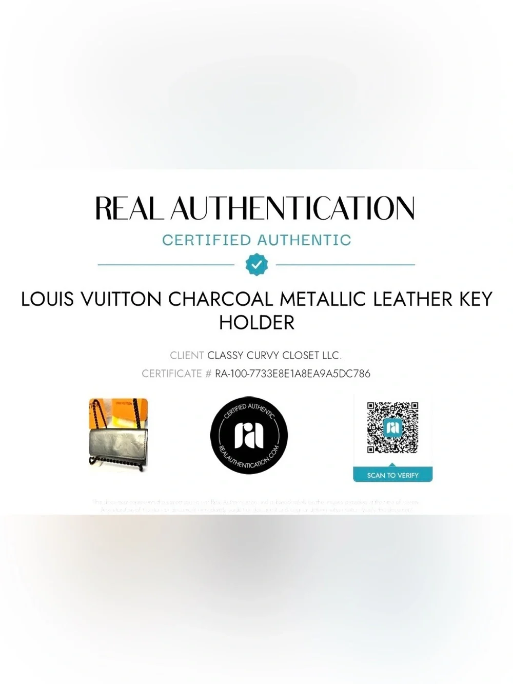 Louis Vuitton Charcoal Metallic Leather Key Holder w/LV Dust Bag| Box| Gift COA
